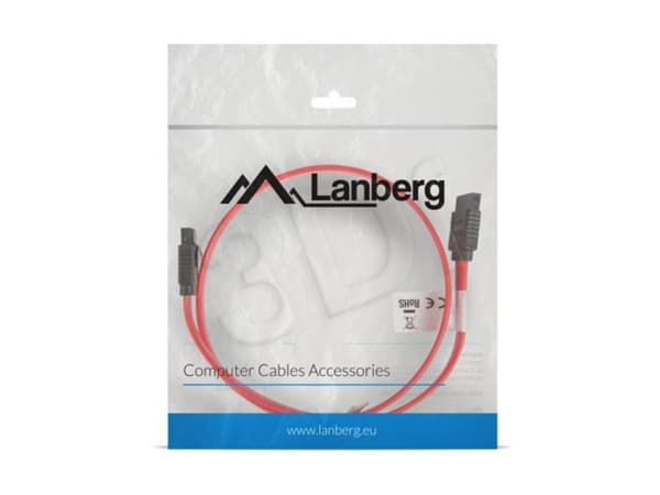 Lanberg - SATA-kaapeli - Serial ATA 150/300/600 - SATA (hun) haspet til SATA (hun) haspet - 50 cm - rød - rød
