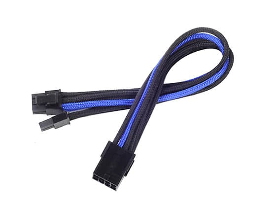 SilverStone PP07 - Strømforlengelseskabel - 8-pins PCIe-strøm (6+2) (hann) til 8-pins PCIe-strøm (hunn) - 25 cm - svart/blå