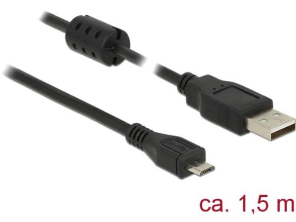 Delock - USB-kabel - USB (hane) till mikro-USB typ B (hane) - USB 2.0 - 1.5 m - svart