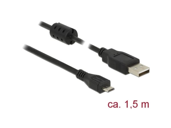 Delock - USB-kabel - USB (hane) till mikro-USB typ B (hane) - USB 2.0 - 1.5 m - svart
