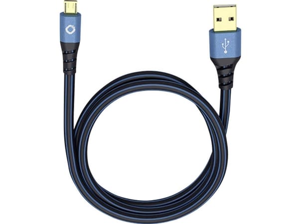 OEHLBACH D1C9333, 3 m, USB A, Micro-USB B, USB 2.0, 0,48 Gbit/s, Svart, Blå