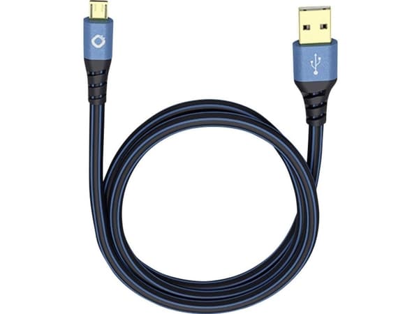 OEHLBACH D1C9333, 3 m, USB A, Micro-USB B, USB 2.0, 0,48 Gbit/s, Svart, Blå