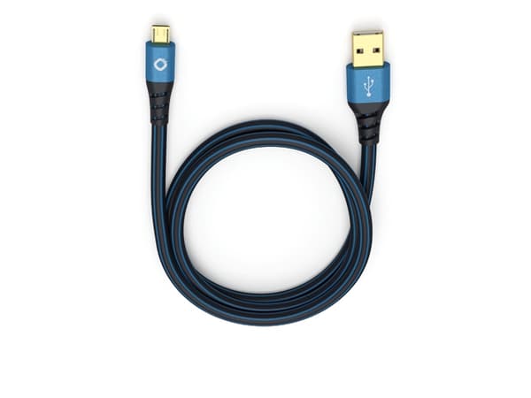 OEHLBACH D1C9333, 3 m, USB A, Micro-USB B, USB 2.0, 0,48 Gbit/s, Svart, Blå