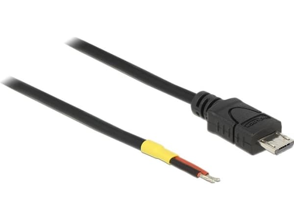 Delock - Strømkabel - uisolert tråd til Micro-USB type B (kun strøm) (hann) - 10 cm - svart