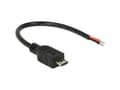 Miniatyrbilde 4 av 4: Delock - Strømkabel - uisolert tråd til Micro-USB type B (kun strøm) (hann) - 10 cm - svart