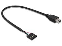 Delock USB 2.0 Pin Header - USB intern till extern adapter - mini-USB typ B (hane) till 5 stifts USB 2.0-rubrik (hona) - 30 cm - svart