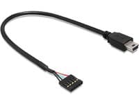 Delock USB 2.0 Pin Header - USB intern till extern adapter - mini-USB typ B (hane) till 5 stifts USB 2.0-rubrik (hona) - 30 cm - svart