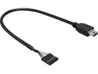 Delock USB 2.0 Pin Header - USB intern till extern adapter - mini-USB typ B (hane) till 5 stifts USB 2.0-rubrik (hona) - 30 cm - svart