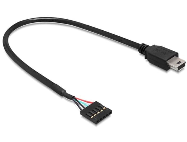Delock USB 2.0 Pin Header - USB intern till extern adapter - mini-USB typ B (hane) till 5 stifts USB 2.0-rubrik (hona) - 30 cm - svart