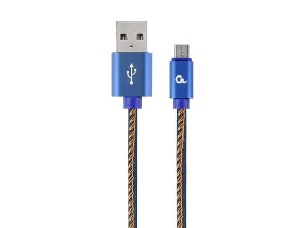 Cablexpert Premium - USB-kabel - USB (hann) til Micro-USB type B (hann) - USB 2.0 - 2.1 A - 1 m - Premium denim, blå
