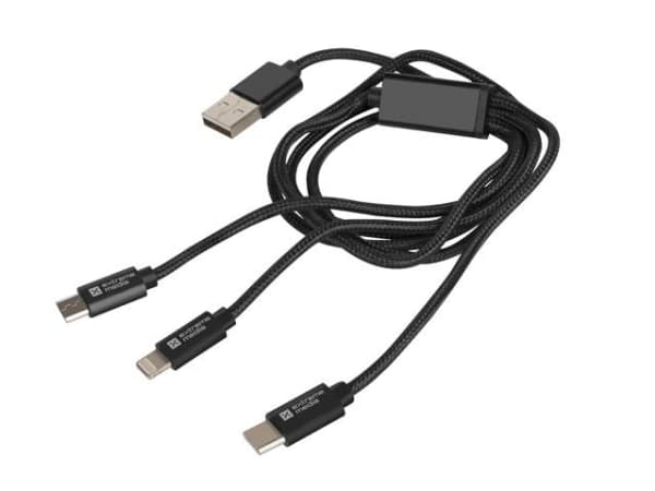 USB Natec Extreme Media microUSB + Lightning + USB Type-C to USB (M) cable, 1m, black