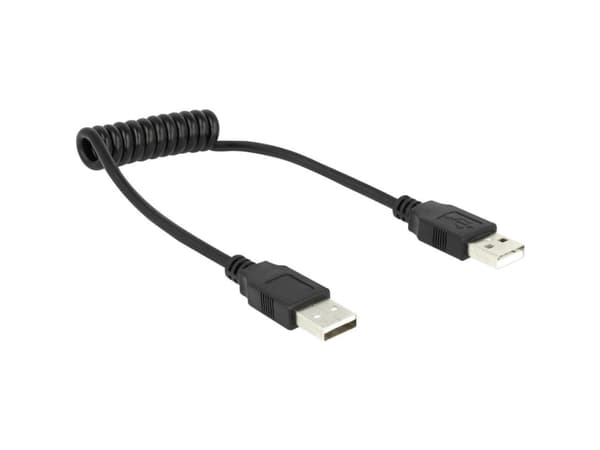 Delock - USB-kabel - USB (hane) till USB (hane) - USB 2.0 - 60 cm - lindad - svart
