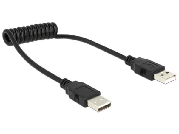 Delock - USB-kabel - USB (hane) till USB (hane) - USB 2.0 - 60 cm - lindad - svart