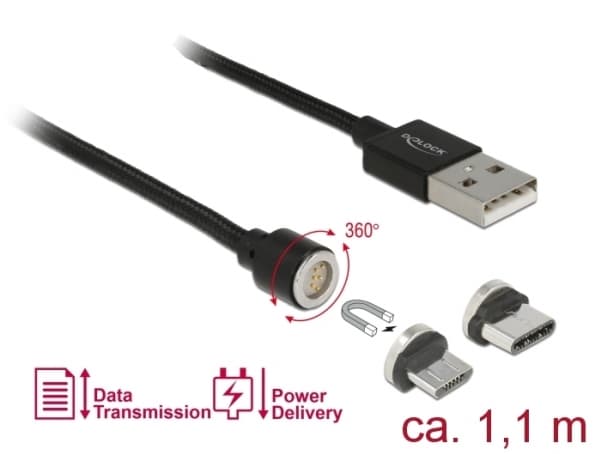 Delock - USB-kaapelisarja - USB 2.0 - 2,4 A - 1,1 m - musta