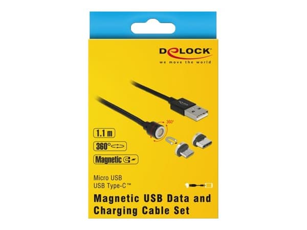 Delock - USB-kaapelisarja - USB 2.0 - 2,4 A - 1,1 m - musta
