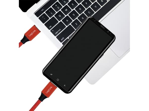 LogiLink CU0156, 1 m, USB C, USB C, USB 2.0, Röd