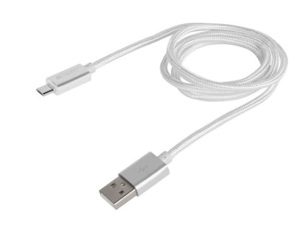 Natec Extreme Media microUSB USB cable - USB 2.0 (M), 1m, silver, nylon braid