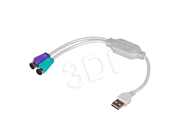 Akyga - Tastatur- / musadapter - PS/2 (hunn) til USB (hann) - 25 cm - hvit