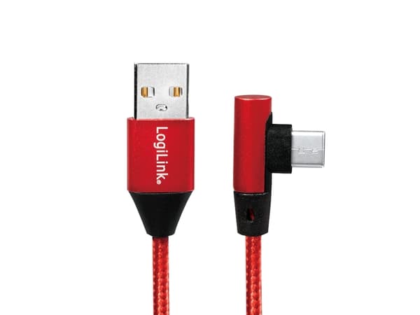 LogiLink CU0146, 1 m, USB A, USB C, USB 2.0, Röd