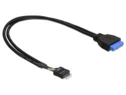 Delock - USB-kabel - 19-pins USB 3.0-plugg (hunn) til 8-pins USB 2.0-header (hann) - USB 2.0 - 30 cm - svart