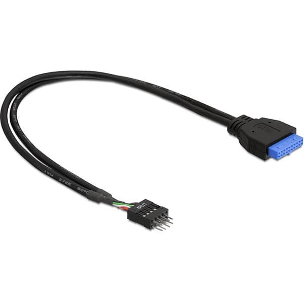 Delock - USB-kabel - 19-pins USB 3.0-plugg (hunn) til 8-pins USB 2.0-header (hann) - USB 2.0 - 30 cm - svart