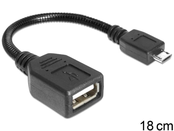 Delock - USB-kabel - USB (hona) till mikro-USB typ B (hane) - USB 2.0 OTG - 18 cm - svart