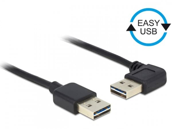 Delock Easy - USB-kaapeli - USB (uros) vasen/oikea kulma, käännettävissä USB (uros) käännettäväksi - USB 2.0 - 50 cm - musta