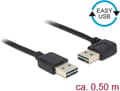 Pikkukuva 4 / 5: Delock Easy - USB-kaapeli - USB (uros) vasen/oikea kulma, käännettävissä USB (uros) käännettäväksi - USB 2.0 - 50 cm - musta