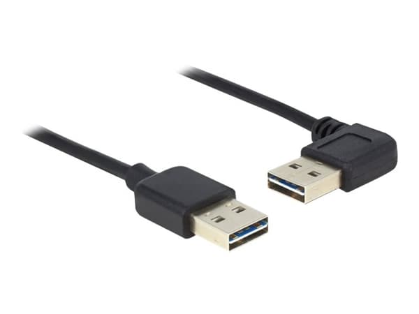 Delock Easy - USB-kaapeli - USB (uros) vasen/oikea kulma, käännettävissä USB (uros) käännettäväksi - USB 2.0 - 50 cm - musta