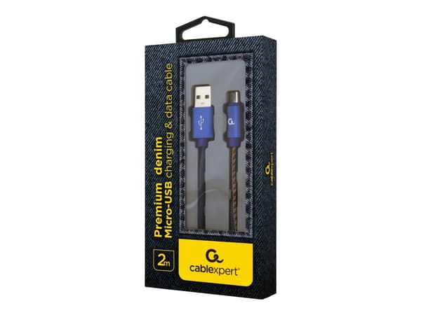 Cablexpert Premium - USB-kabel - USB (hane) till mikro-USB typ B (hane) - USB 2.0 - 2.1 A - 2 m - Premium denim, blå