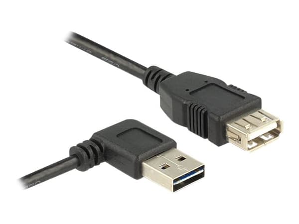Delock Easy - USB-förlängningskabel - USB (hane) vänster-/högervinklad, vändbar till USB (hona) - USB 2.0 - 50 cm - svart