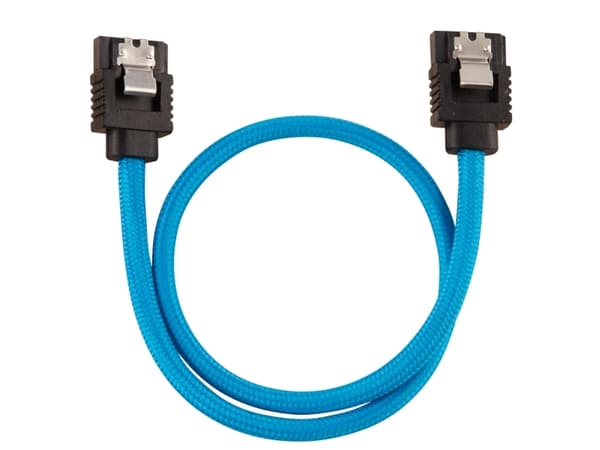 CORSAIR Premium Sleeved - SATA-kabel - Serial ATA 150/300/600 - SATA (hane) rak, låst till SATA (hane) rak, låst - 30 cm - blå (paket om 2)