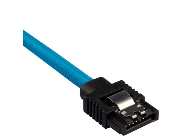 CORSAIR Premium Sleeved - SATA-kabel - Serial ATA 150/300/600 - SATA (hane) rak, låst till SATA (hane) rak, låst - 30 cm - blå (paket om 2)