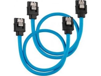 CORSAIR Premium Sleeved - SATA-kabel - Serial ATA 150/300/600 - SATA (hane) rak, låst till SATA (hane) rak, låst - 30 cm - blå (paket om 2)