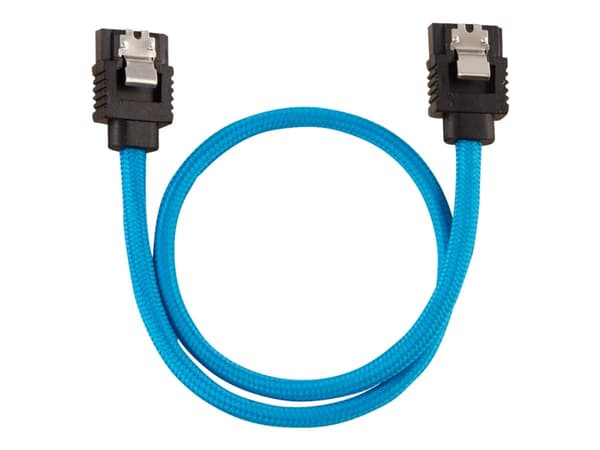 CORSAIR Premium Sleeved - SATA-kabel - Serial ATA 150/300/600 - SATA (hane) rak, låst till SATA (hane) rak, låst - 30 cm - blå (paket om 2)