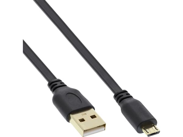 InLine 31730F, 3 m, USB A, Micro-USB B, USB 2.0, Hane/Hane, Svart