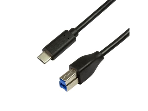 LogiLink CU0163, 2 m, USB C, USB B, USB 3.2 Gen 1 (3.1 Gen 1), 5 Gbit/s, Svart