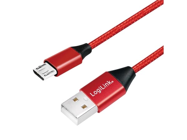 LogiLink CU0151, 0,3 m, USB A, Micro-USB B, USB 2.0, Röd