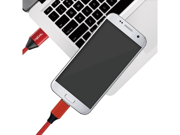 LogiLink CU0151, 0,3 m, USB A, Micro-USB B, USB 2.0, Röd