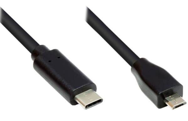 Alcasa GC-M0123, 2 m, Micro-USB B, USB C, USB 2.0, 0,48 Gbit/s, Svart