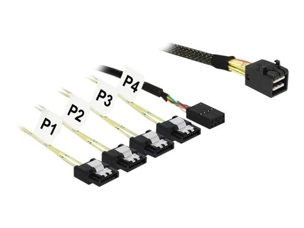 Delock - SATA/SAS-kabel - SAS 12Gbit/s - Mini SAS HD (SFF-8643) til 4 x SATA - 1 m
