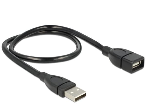 Delock ShapeCable - USB-förlängningskabel - USB (hona) till USB (hane) - 50 cm - svart