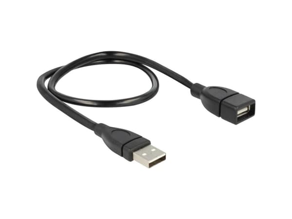Delock ShapeCable - USB-förlängningskabel - USB (hona) till USB (hane) - 50 cm - svart