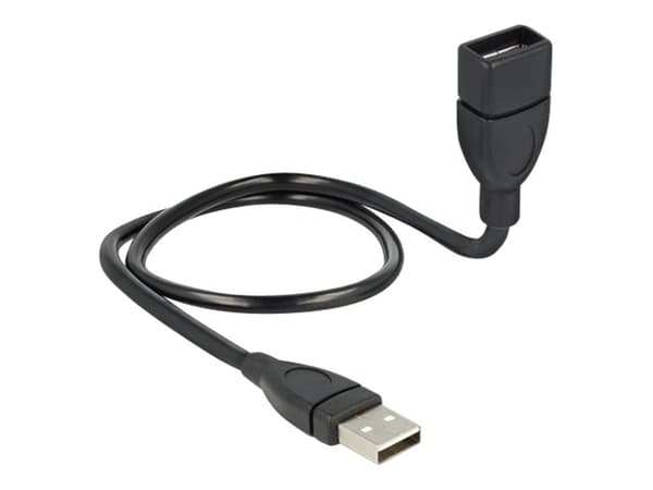 Delock ShapeCable - USB-förlängningskabel - USB (hona) till USB (hane) - 50 cm - svart