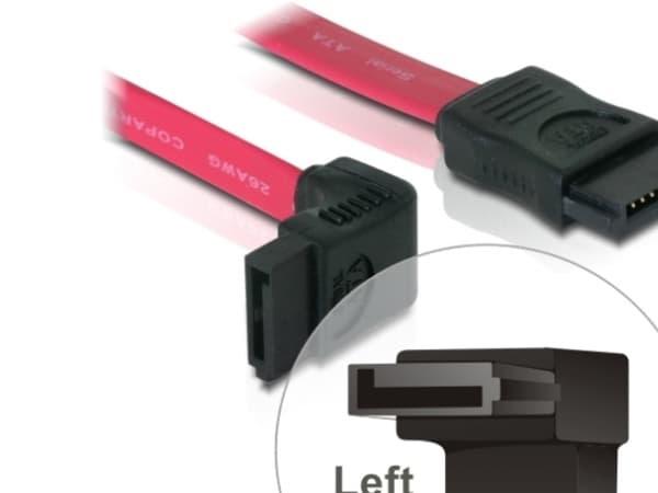 DeLOCK - SATA-kabel - Serial ATA 150/300 - SATA (hun) til SATA (hun) - 30 cm - opvinklet stikforbindelse, lige stikforbindelse - röd