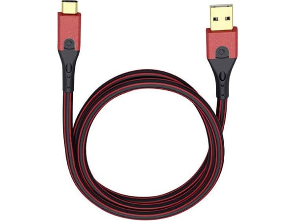 OEHLBACH Evolution C3, 0,5 m, USB A, USB C, USB 3.2 Gen 1 (3.1 Gen 1), Hane/Hane, Svart, Röd