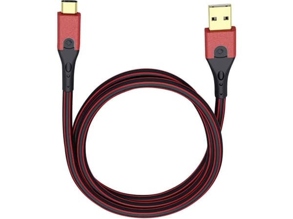 OEHLBACH Evolution C3, 0,5 m, USB A, USB C, USB 3.2 Gen 1 (3.1 Gen 1), Hane/Hane, Svart, Röd