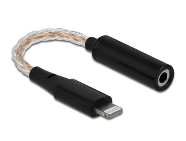 Delock - Lightning til hodetelefonjakk-adapter - Lightning hann til mini-phone stereo 3.5 mm hunn - 10.5 cm