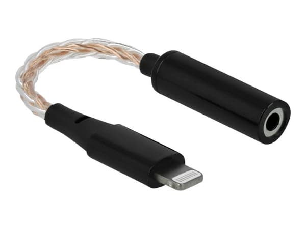 Delock - Lightning til hodetelefonjakk-adapter - Lightning hann til mini-phone stereo 3.5 mm hunn - 10.5 cm