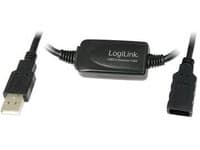 LogiLink 20M USB 2.0 - USB 2.0 M/F, 20 m, USB A, USB A, USB 2.0, Hane/Hona, Svart